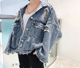 Printemps automne 2020 HARAJUKU JEANS Ves à veste Femmes Loose Vintage Ripped Bascyd Denim Jackets Ladies Punk Streetwear Coats Unisexe Cy2009886011