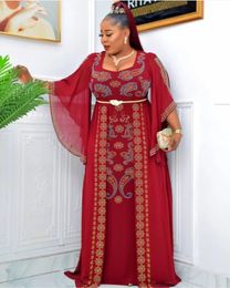 Printemps automne femmes africaines demi manches noir rouge bleu foncé Polyester longue robe Robes vêtements pour 240226