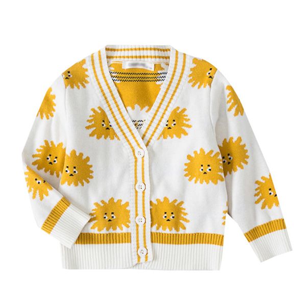 Printemps Automne Bébé Garçon Fille Soleil Chrysanthème Manteau Vêtements Tricot Cardigan Enfants Vestes 210429