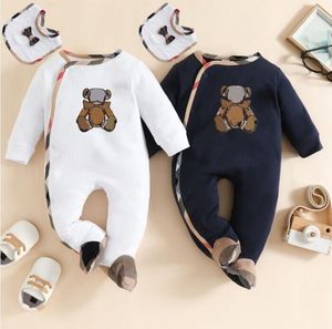 Frühling Herbst Baby Jungen Mädchen Marke Strampler Neugeborenen Babys Cartoon Overalls Mit Lätzchen Nette Kleinkind Langarm Onesies