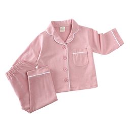 Conjunto de pijamas de ropa para bebés y niñas de primavera y otoño, conjuntos de ropa para niños de 9M-5T, ropa de dormir sólida para niños, trajes de descanso, vestido de noche de algodón para niñas