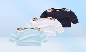 Весенне-осенние футболки для маленьких мальчиков и девочек, детская футболка с длинными рукавами, детская хлопковая повседневная рубашка с отложным воротником, детский пуловер для девочек 5327937