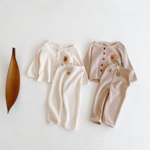 Printemps automne bébé vêtements ensembles garçons filles coton tenue tricot vêtements costume enfants filles tricoté veste pantalon 2 pièces mode enfant en bas âge Cardigan costumes 2583