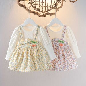Printemps automne pour bébés filles à manches longues tous les jours Portez des enfants quotidiens Vêtements mignons tenue à imprimé flor