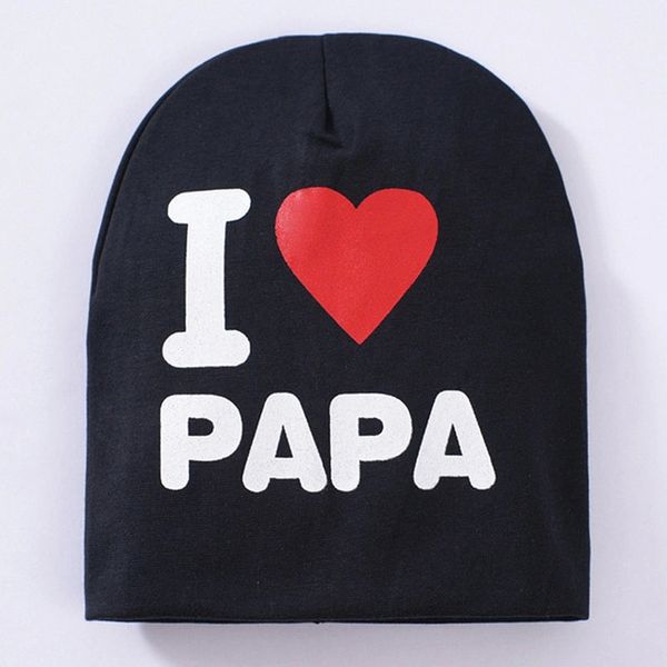 Printemps automne bébé tricoté chaud coton bonnet chapeau pour enfant en bas âge bébé enfants fille garçon j'aime PAPA maman imprimer chapeaux par amazzz