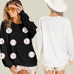 Sweat-shirt à paillettes de Baseball pour femme, ample et décontracté, à manches longues, col rond, vêtements d'extérieur, printemps-automne, 240115