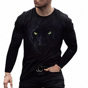 Printemps Automne Black Panther 3D Imprimé Hip-hop Lg Manches T-shirt Hommes Lâche Fi Col Rond Tees Tops Hommes T-shirt Vêtements r4Cx #