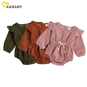 Printemps Automne Née Baby Baby Girl Volants Romper Courteur Vintage Vintage Combinaison Costumes Costumes Vêtements 210515