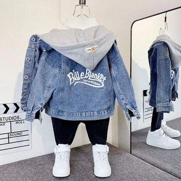 Printemps automne garçons Denim vestes enfants vêtements d'extérieur à capuche enfant en bas âge Jean manteaux bébé vêtements décontractés TZ516 240116