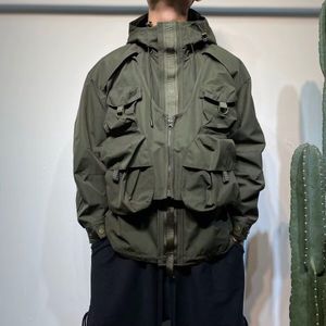 Printemps automne Cargo veste à glissière tendance tactique à capuche vêtements de travail veste hommes américain rétro extérieur manteau vêtements d'alpinisme