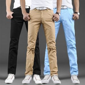 Printemps automne pantalons décontractés hommes coton Slim Fit Chinos mode pantalon mâle marque vêtements 9 couleurs grande taille 2838 220621