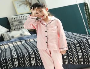 Lente Herfst Kinderen Pyjama Sets Met Lange Mouwen Satijn Zijde Nachtkleding Tiener Pyjama Meisjes Kraag Pijama Y2007049857026