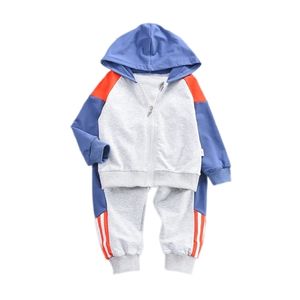 Lente herfst kinderen sportkleding babyjongen meisje casual hooded jas broek 2 stks / set peuter katoenen kleding kinderen trainingspakken 201031