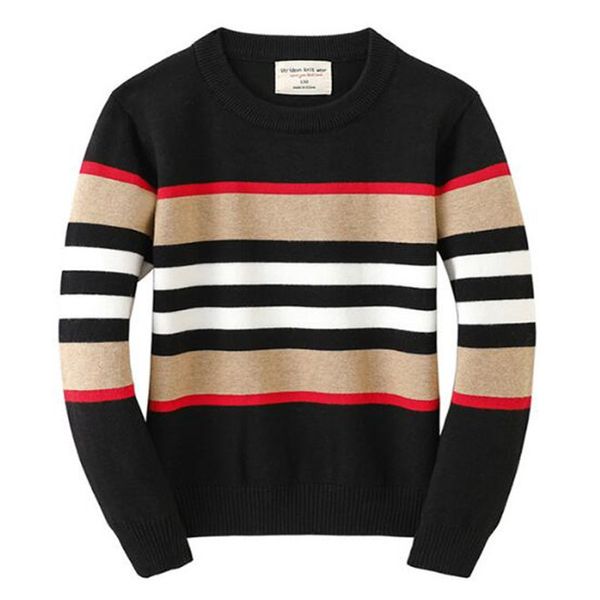 Printemps Automne Enfants Stripe Casual Pulls Pull Col Rond Enfants Doux Laine Vêtements pour Garçons Filles Chandails Enfants bébé Tricot Pull