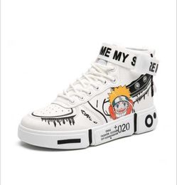 Lente Herfst Children039s Schoenen Cartoon Graffiti Jongens Mode Lederen Sneakers Anime Meisjes Hoge Top Comfortabele Kinderen Platte Casu9312698