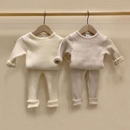 Lente herfstkleding ingesteld voor 0-5y jongen warme trui +broek kinderen pamas babymeisjes kleren l2405