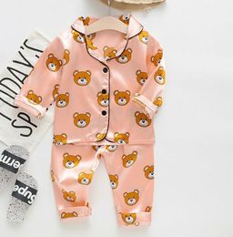 Lente herfst kleding sets peuter baby jongens meisjes lange mouwen effen tops + broek pyjama nachtkleding outfits set 2 stks kleding