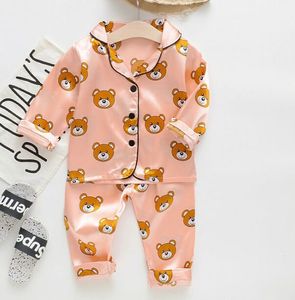 Lente herfst kleding sets peuter baby jongens meisjes lange mouwen effen tops + broek pyjama nachtkleding outfits set 2 stks kleding