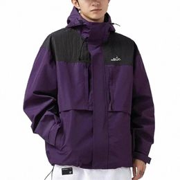 Printemps Automne Couleur Blocage Épissage Trois Défense Assaut Veste Fonctionnelle Multi Poche Extérieure Style Japonais Veste Unisexe n2nE #