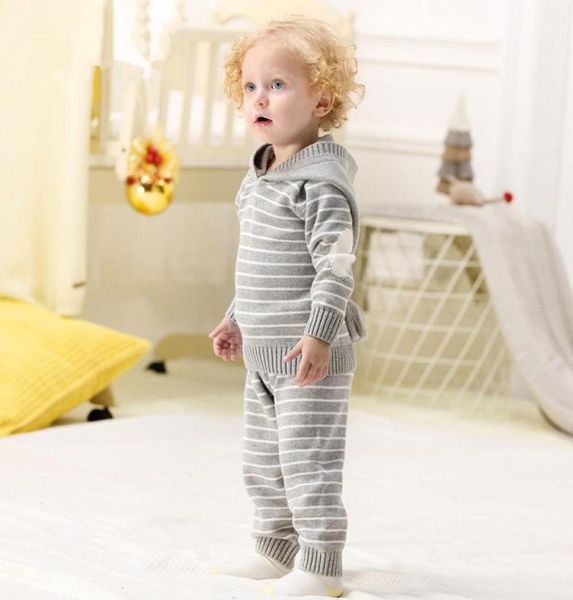 Printemps automne Crochet enfant en bas âge filles Sport costume sweats à capuche pantalon ensemble nouveau-né bébé tenues hiver vêtements d'extérieur infantile garçons tricot survêtements8885826