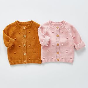 Lente herfst schattige baby meisjes pure kleur cardigan jas kleding kinderen lange mouw gebreide kinderen s 210429