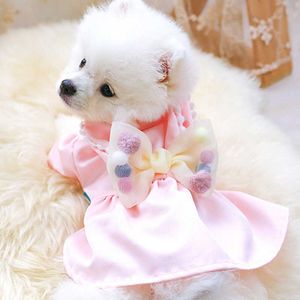 Lente herfst hond puppy kleding plaid kraag suede prinses huisdier kat outfits voor kleine honden rok mode jas jas jurk