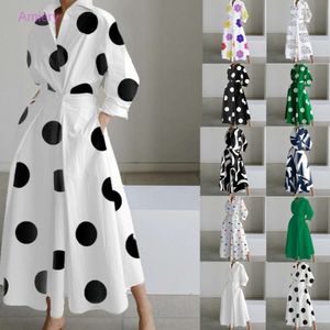 Lente herfstjurken voor vrouw nieuwe mode lange mouw v-neck printedrobe elegante vestido designer jurk outfits 11 kleuren
