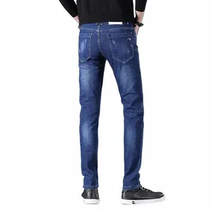 Printemps Automne Élastique Cott Hommes Busin Pantalon Droit Slim Fit Jeans Lg Pantalon Style Décontracté Hommes Dans Différentes Tailles 32r2 #