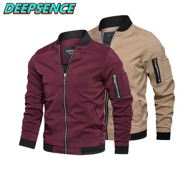 Chaqueta informal de moda para primavera y otoño, abrigo para hombre de Inglaterra con cuello levantado, bolsillos con cremallera sólida, ropa de calle, chaquetas simples de talla grande 5XL 211008