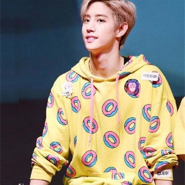 Sudaderas con capucha con estampado de donuts a la moda de primavera y otoño para hombres y mujeres, kpop got7 mark just right bangtan boys, misma sudadera 201030