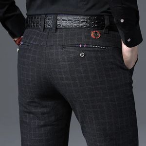 Primavera otoño moda pantalones casuales para hombre marca de alta calidad ropa masculina de negocios pantalones formales de algodón hombres 240315