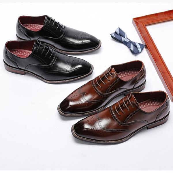 Primavera otoño cuero genuino hombres zapatos de vestir moda con cordones hombre zapatos casuales trabajo de negocios inteligente calzado de oficina da011