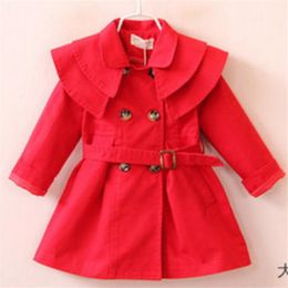 Primavera otoño niñas abrigo chaqueta niños prendas de vestir exteriores de manga larga de algodón ropa para niños pequeños niñas gabardina de doble botonadura
