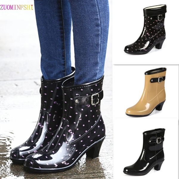 Printemps/automne chaussures à talons hauts femmes mode bottes de pluie femmes imperméables bottes de pluie hautes glisser verre avec bottes d'eau 231228