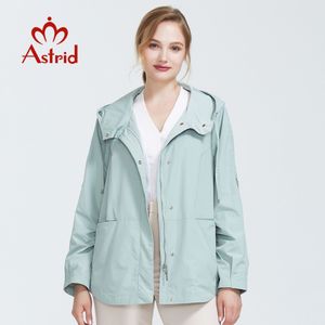 Printemps automne à capuche couleur unie Trench court grand manteau pour femmes haute qualité nouveau style AS-9045 201102