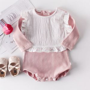 Lente herfst baby baby meisjes rompertjes kleding bodysuit zoete lange mouw 0-2yrs 210429