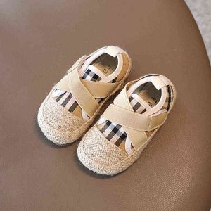 Spring herfst kinderen canvas schoenen meisje jongen plaid print schattig weefkinderen casual schoenen peuter baby platte kinderen sneakers schoeisel g220517