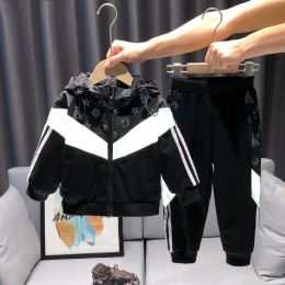 Spring Autumn Kids Vêtements Boys Vêtements pour enfants Sports Sports Teen Boys Vêtements 2PCS Patchwork Print Jacket + Pantalons Pantalons