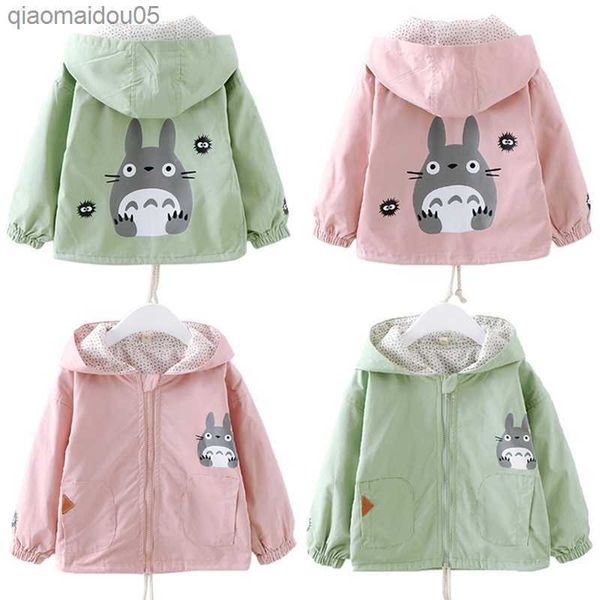 Printemps Automne Enfants Veste Coupe-Vent Dessin Animé Mignon Totoro À Capuche Bébé Manteau Enfants Survêtement Nouveau-Né Garçons Toddler Fille Vêtements L230712