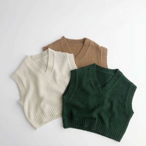 Printemps automne enfants tricots garçons gilet tricot pull enfants filles coréen col en v gilet gilet 2378 Y1024