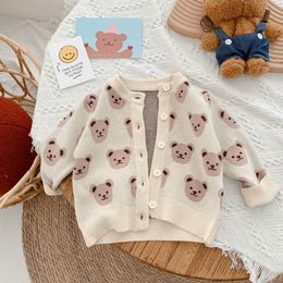 Primavera otoño cárdigan tejido suéter ropa para bebés y niños oso de dibujos animados suéteres para niños y niñas ropa para niños ropa para bebés invierno