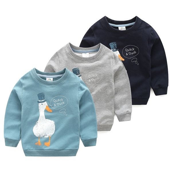 Printemps Automne Corée Style 2 3 4-10 Ans Cadeau D'anniversaire Pour Enfants À Manches Longues Dessin Animé Animal Imprimer Enfants Bébé Garçon Sweat 211111