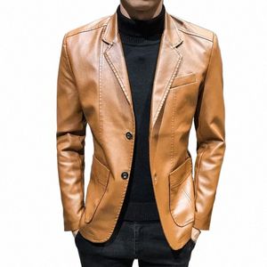 lente herfst koreaanse stijl heren slim fit motorfiets pu lederen jas, busin jas met enkele rij knopen, fi streetwear v02o #