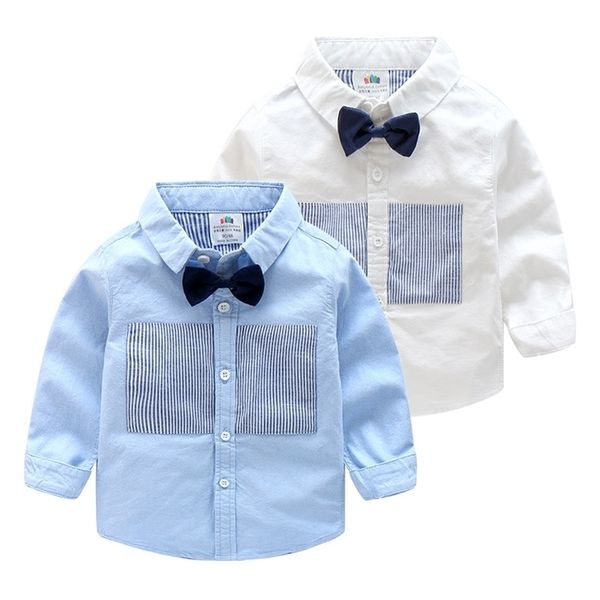 Primavera otoño masculino ropa de cumpleaños para niños algodón cuello vuelto manga larga bordado animal bebé niños camisas 210701