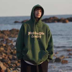 Spring Autumn Man Hoodies Harajuku Sweat-shirt Tops Hoodie Men Japon Fashion Streetwear Mens Vêtements Green 240312