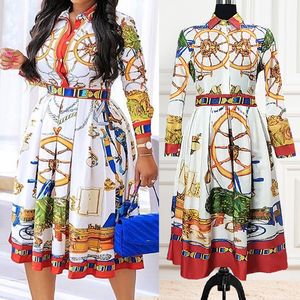 Printemps Automne maxi robes Robes Femmes À Manches Longues Piste Floral Imprimé Fête De Bal Mince A-ligne Robe Dames Élégant Plissée Robe Causal Club Vêtements