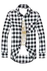 Printemps automne hommes jeune adulte décontracté Plaid boutonné à manches longues col rabattu coupe ajustée petit haut M-3XL