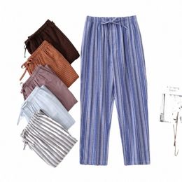 Lente Herfst Mannen 100% Cott Pyjamabroek Pyjamabroek Mannelijke Nachtkleding Bodems Lounge Wear Gestreepte Broek Pijama Homme C7Lq #