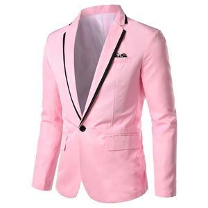 Lente Herfst Mannen Blazer Mode Slanke casual blazer voor Mannen Roze/Zwart/Wit Een Knop Heren jasje bovenkleding Mannelijke 5XL 240313