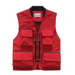 Printemps automne hommes décontracté multi poches gilet pographie journaliste travail gilet homme hommes maille patchwork veste sans manches chaleco302n